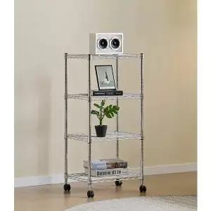 [리빙코아]강철 메탈 이동 바퀴 고정 수납 철제선반 450 4단
