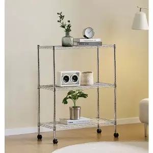 [리빙코아]강철 메탈 이동 바퀴 고정 수납 철제선반 750 3단