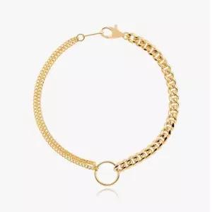 엘렌쥬얼리 14K 할로우 커브 앤 커브 레이어드 체인팔찌