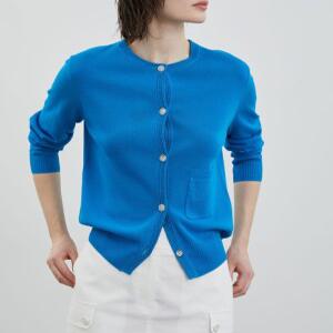 올리비아로렌 / 메탈배색 니트 가디건 VOBBC4M4141 / 애플아울렛 ( 블루 )