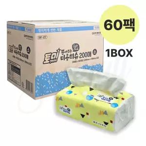 토미 팝업티슈 뽑아쓰는 미용티슈 소형 200매 60팩 대용량 부드러운 화장지 소프트팩