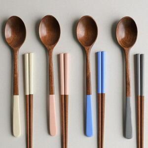 자연 옻칠 나무 수저 4인 세트 항균 우드 숟가락 젓가락 답례품