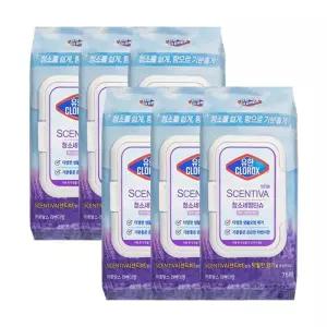 유한락스 청소세정티슈 센티바 프로방스 라벤더향 76매 x6