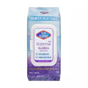 유한락스 청소세정티슈 센티바 프로방스 라벤더향 76매