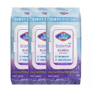 유한락스 청소세정티슈 센티바 프로방스 라벤더향 76매 x3