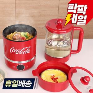코카콜라 멀티쿠커 유리티포트 세트 304스텐 COCO-9001 전기냄비 밥솥 라면포트 계란찜기 전기주전자