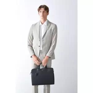 [롯데백화점]헤지스ACC [인기신상]HJBA5F412BK_블랙 로고배색 가죽 남성 서류가방