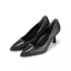 [BABARA][본사운영] 바바라 양가죽 B 골드장식 배색 라인 여성펌프스 7cm_BBI202