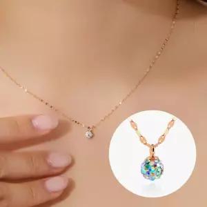 14K 오로라 버블 큐빅 체인 금 목걸이