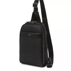 [롯데백화점]닥스 액세서리 (선물포장) 블랙 DD로고 가죽 슬링백 (DBBA5F723BK)