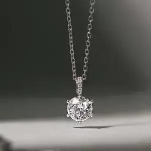 전체 92.5 Silver 모이사나이트 다이아 목걸이 NA0651