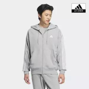 [아디다스](의정부점)[아디다스코리아공식] 에센셜+루즈 핏 3S 프렌치 테리 풀집 후디 [JW6926]