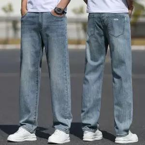 남성 유행각 일자핏 청바지 봄여름 중년 캐주얼 출근 일자 통바지 힛템