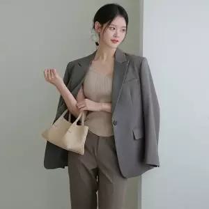 [르포엠]리즈 하트넥 슬리브리스 니트탑 3종세트