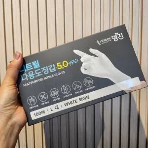 명진 더 두꺼운 니트릴장갑 5g 100매