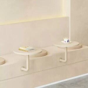 원형 벽부착 테이블 커피숍 간이 카페 인테리어 01 크림색 벽걸이