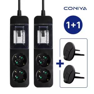 2개세트 코니야 국산 멀티탭 고용량 배선차단 2구 1.5M 블랙 에어컨 고전력