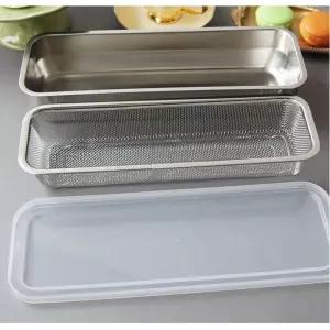 야채 대파 보관 스텐 채반 2중 롱 용기 스텐밀폐용기