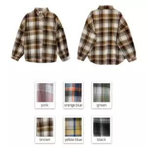 6컬러 간절기 남녀공용 루즈핏 데일리 체크셔츠 무드 인피치 긴팔 남방 캐주얼 셔츠