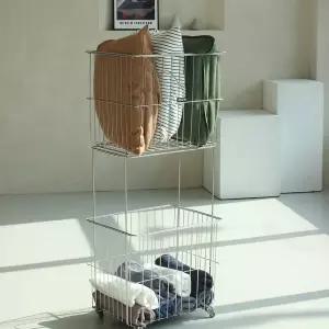 에쿤 올스텐 304 이동식 빨래바구니 2단 세탁바구니 빨래통 트롤리