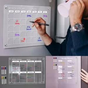냉장고자석스케쥴보드판 위클리 스케줄러 주간 월간 러 월간 마카 스케줄 아크릴판 보드 자석