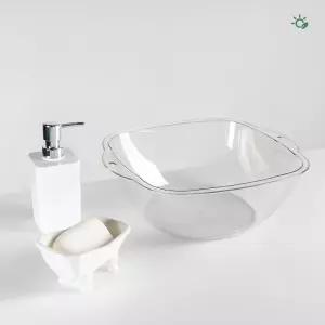 투명 세수대야 욕실 플라스틱 세숫대 목욕 물바가지 중
