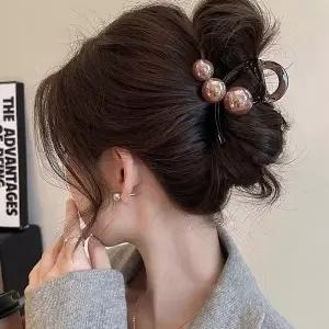 온더벨라 왕구슬 올림머리 집게핀 8cm