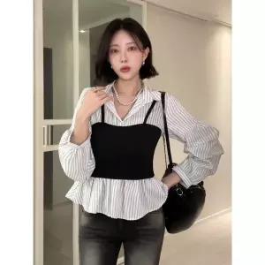 [다바걸]뷔스티러플블라우스