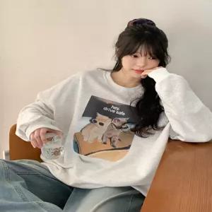 [제작] 엠지캣츠 루즈핏 프린팅 맨투맨 86360 빅사이즈 여성의류