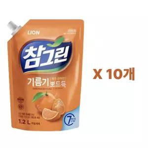 참그린 기름기 뽀드득 주방세제 제주 천혜향 리필 1.2L 10개
