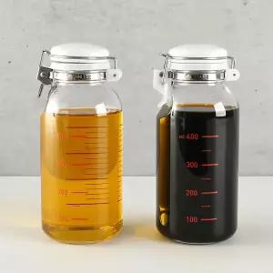 일본 셀러메이트 눈금 밀폐유리병 500ml 유리오일병