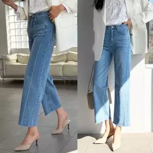 링사절개크롭데님 96플레이스 봄 링사 절개 키작녀 청바지