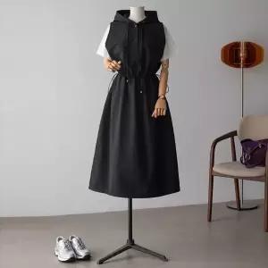 (안나앤모드) tumb 후드 스트링 레이어드 원피스[드레스EDW65]