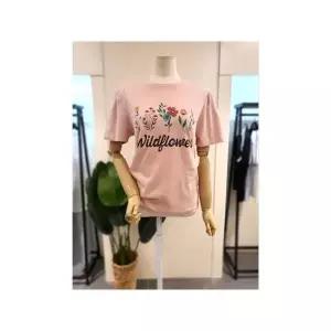 [하프클럽/미스칸트]  KETSP604PK 플라워 퍼프 소매 티셔츠 핑크