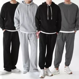 남자 무지 후드 맨투맨 조거 와이드 상의 하의 빅사이즈 트레이닝복