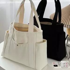 사각 숄더백 빅사이즈 패브릭 가벼운 여성 숄더백 다용도 빅백 학생 기저귀 데일리 에코백 지퍼 무지 외부