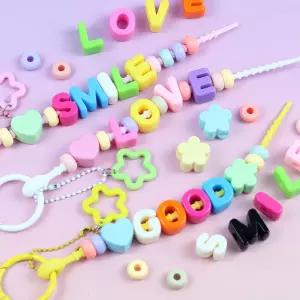 반짝퐁 행복 긍정 알파벳 이니셜 비즈 키링 10개 만들기 키트 체험활동 단체 DIY 열쇠고리 선물