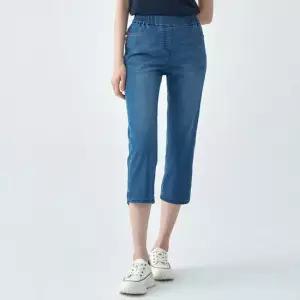 [지센] 여성 밴딩 배기 7부 데님팬츠 LCDPO571_BL