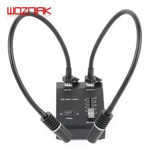 KEL-2 6W 현미경 더블 헤드 스포트 라이트 LED 듀얼 구즈넥 스포트라이트 링 램프 카메라 용 조명기 소스