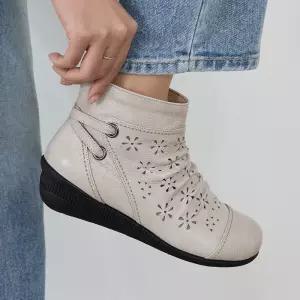 수제화 천연소가죽 무트 펀칭 앵클부츠 4cm