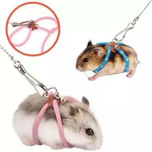 [골드스마일]햄스터 하네스 길이조절 소형 동물 리드 줄 산책 외출 고슴도치