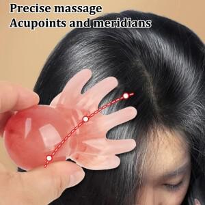 수지 문어 빗 머리 마사지 자오선 긁기 두피 브러시 침술 스파 Gua Sha 건강 도구