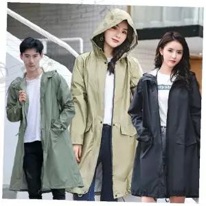 남녀공용 후드 롱코트 방수 바람막이 트렌치 아우터 캐주얼 야외활동 우천대비 경량 코트
