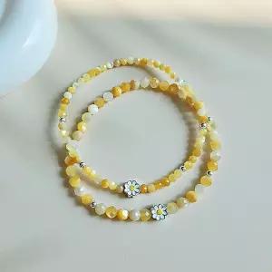 이스테리 실버925 데이지 꽃 황옥 자개 순은 봄 팔찌