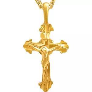11378842 남자 목걸이 캐주얼 패션 심플 라이프타임 주얼리 남녀용 작은 십자가 24k 리얼 골드 도금