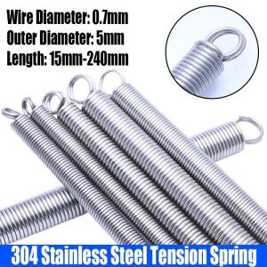 1-10PCS 0.7mm 와이어 직경 304 스텐 O 링 후크 연장 스프링 인장 코일 듀얼 L = 15-240mm