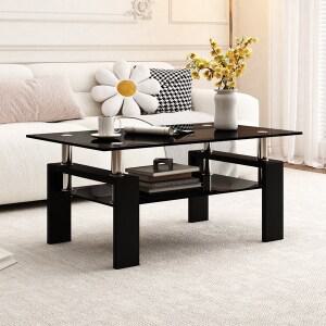 거실 쇼파 테이블 2단 강화유리 원룸 커피 책상