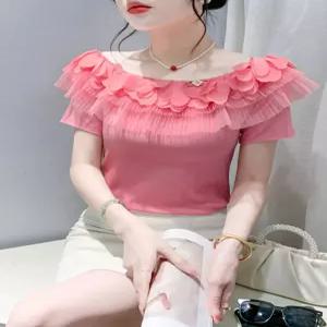 사교댄스복 라인 댄스상의 핑크색 긴소매 살사 댄스티