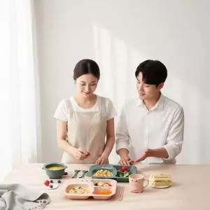 [콩심팥심]공룡 캐릭터 유아 식판 세트 어린이집 식기 전자레인지용