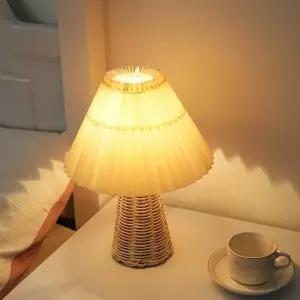 테이블 단스탠드 플리츠 밝기조절 라탄무드 스탠드 조명 침실